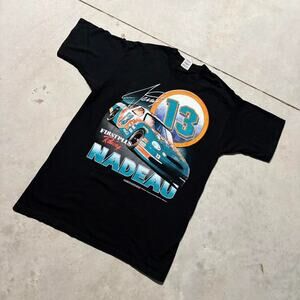 Vintage Rare 1998 Jerry Nadeau First Plus Nascar Racing Double Sided T Shirt L